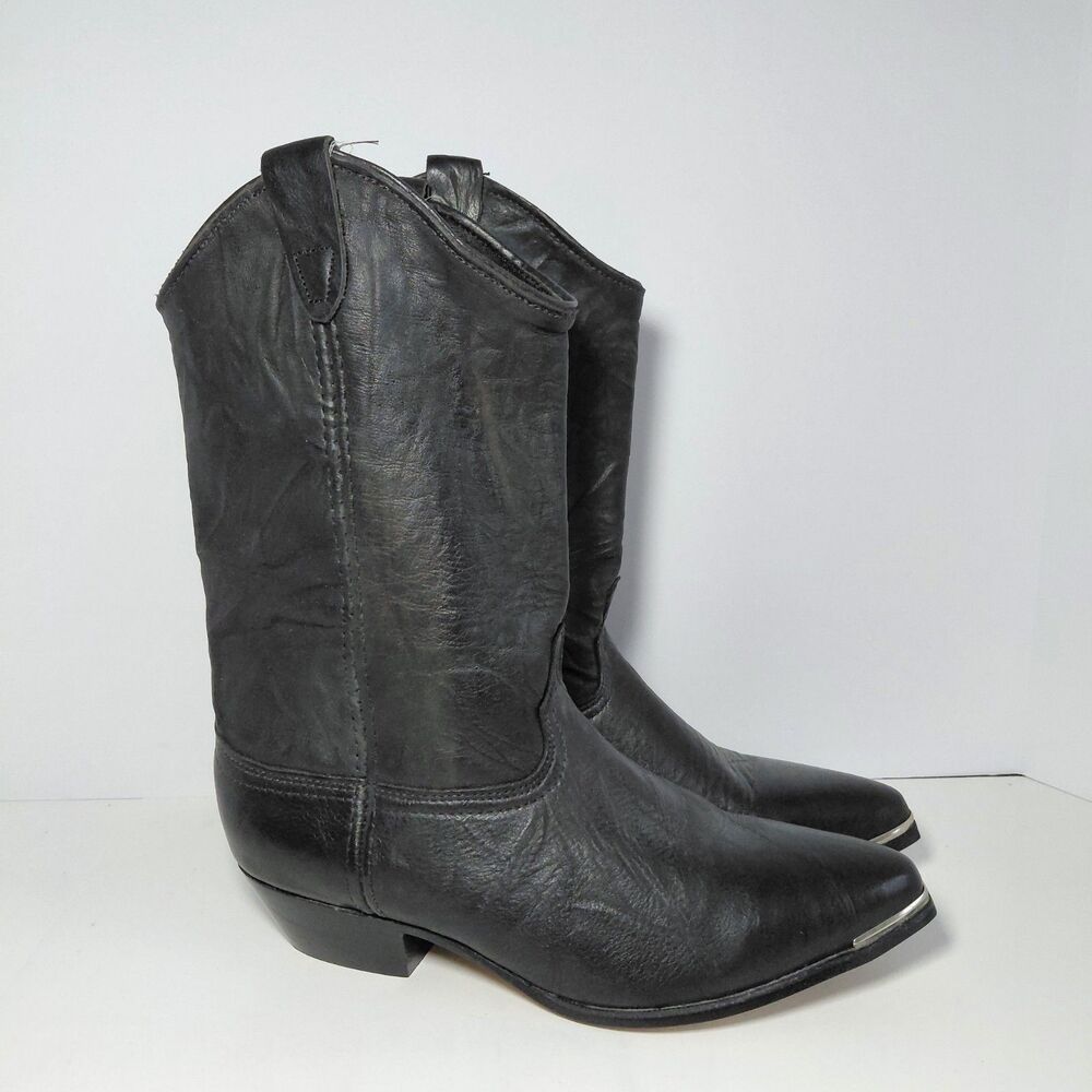 Turn West Vintage Western Black Leather Cowboy Boots New Women's 7.5W $169 MSRP